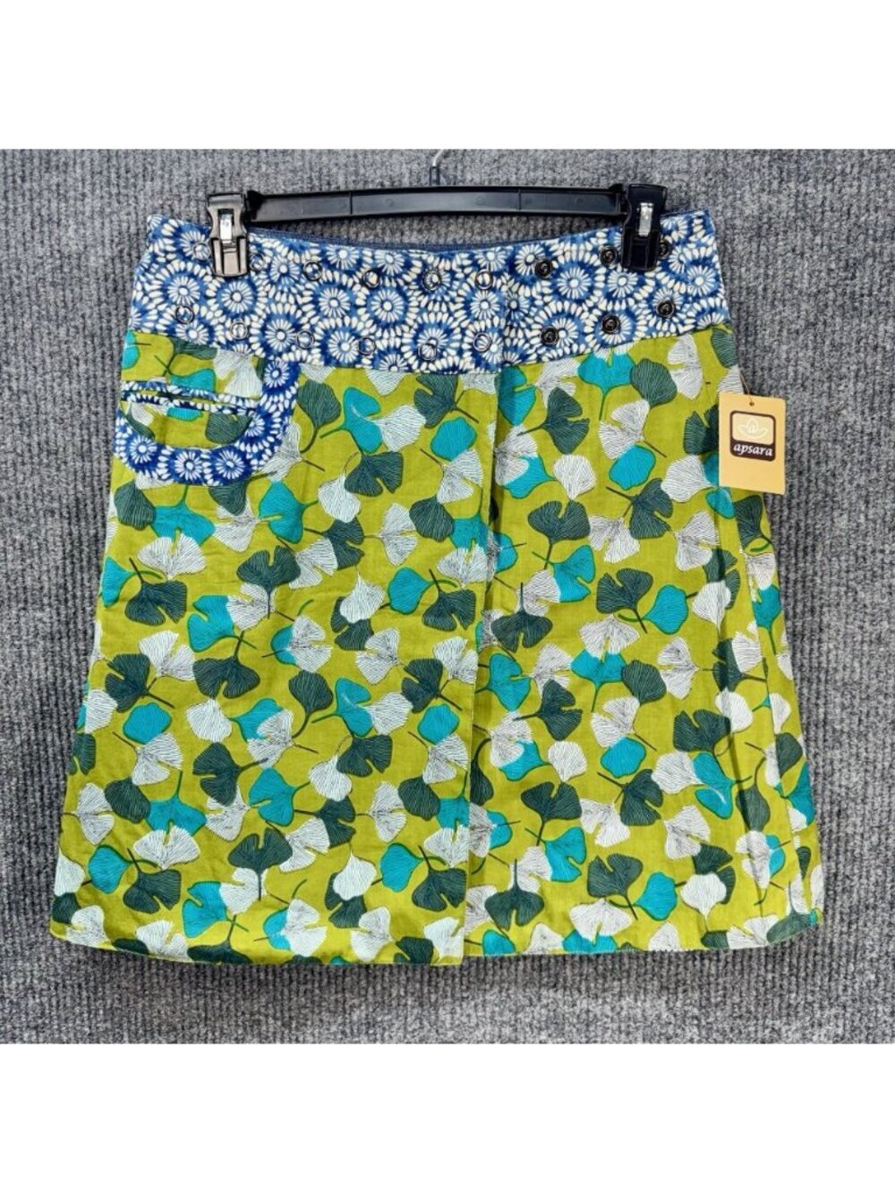 Apsara Skirt Free Size Multicolor Snap Waist Reversible Boho Hippie Art “23 NEW